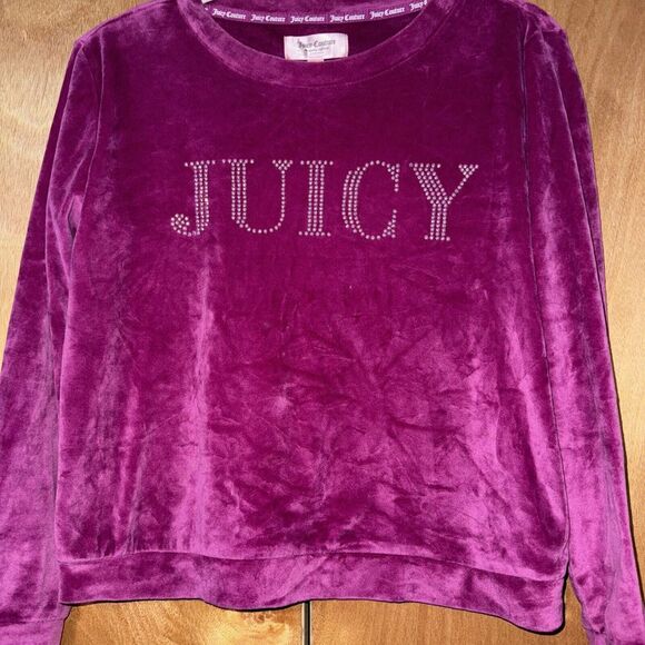 Juicy Couture Velour‎ Pullover Rhinestone Logo Sweatshirt Top Size S - Picture 1 of 5